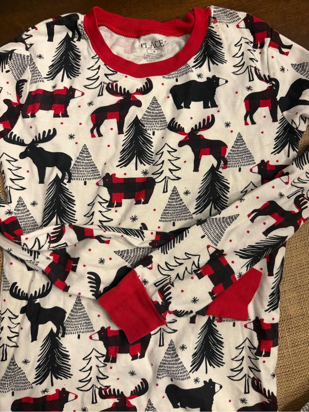 Children’s Place Red, Black & White Christmas winter Pajama Set- kids 16